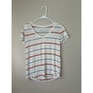 Aeropostale‎ Seriously Soft Perfect V-Neck Striped Tee Shirt Women's XS